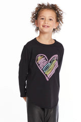 Chaser kids Glow Heart Long Sleeve in True Black