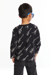 Chaser Kids Guitar Jam Long Sleeve Tee in True Black