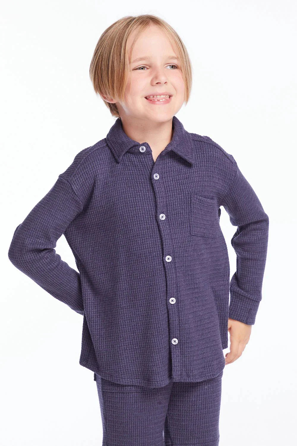 Chaser Kids Long Sleeve Button Down in Avalon