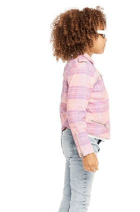 Chaser Kids Moto Jacket in Cotton Candy Plaid