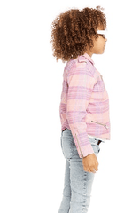 Chaser Kids Moto Jacket in Cotton Candy Plaid