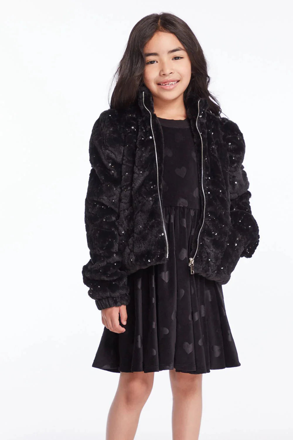 Chaser Kids Puff Sleeve Jacket in Licorice