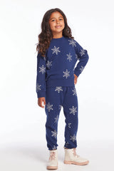 Chaser Kids Slouchy Pant in Avalon Glitter Snowflake