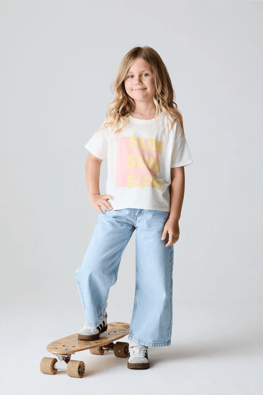 Chaser Kids Sun Sun Sun Tee in Starry White