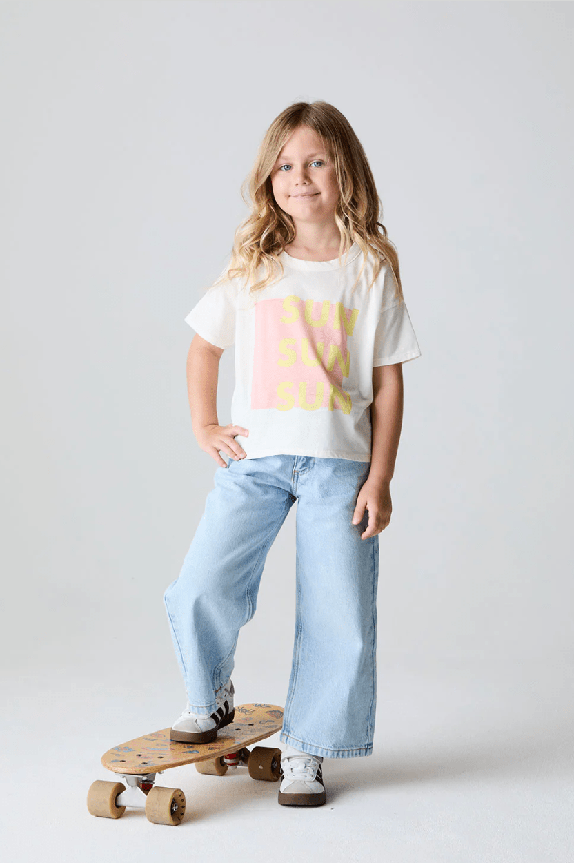 Chaser Kids Sun Sun Sun Tee in Starry White