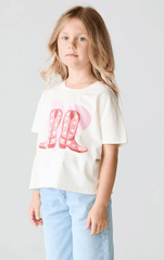 Chaser Kids These Boots Heart Tee in Starry White