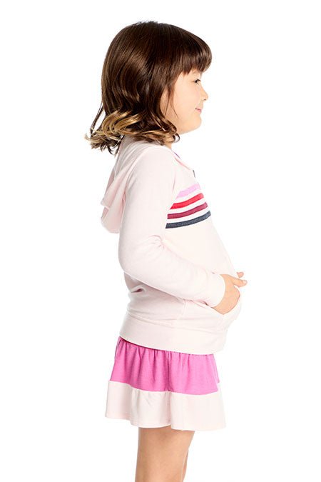 Chaser Kids Zip Up Hoodie with Pinky Strappings in Pinky Colorblock