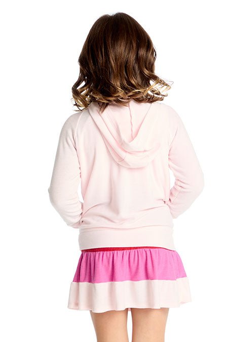 Chaser Kids Zip Up Hoodie with Pinky Strappings in Pinky Colorblock