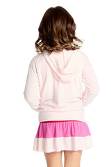 Chaser Kids Zip Up Hoodie with Pinky Strappings in Pinky Colorblock