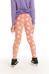 Chaser Leopard Smileys Leggings in Burnt Coral