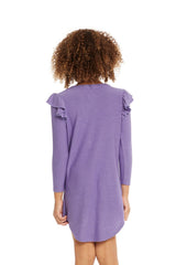 Chaser Long Sleeve Shirttail Dress in Veronica Purple