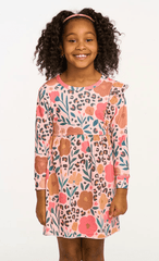 Chaser Longsleeve Ruffle Dress in Floral & Leopard