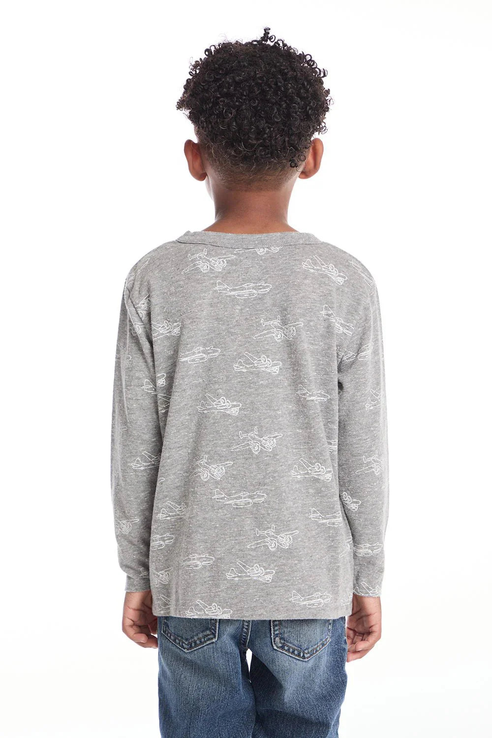 Chaser Planes Boys Long Sleeve in Streaky Gray