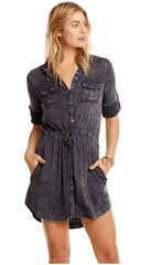 Chaser Roll Up Sleeve Button Down Dress