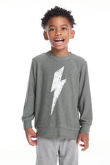 Chaser Scribble Bolt Boys Long Sleeves in Safari