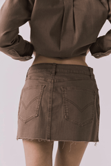 Chaser Sloane Mini Skirt in Cognac Wash