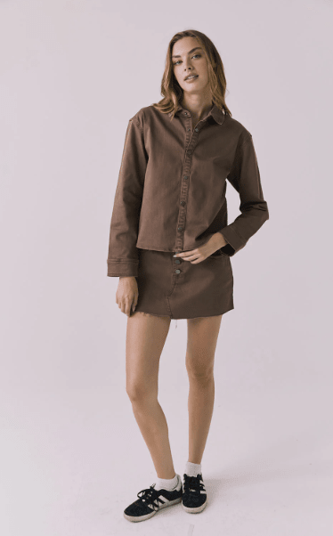 Chaser Sloane Mini Skirt in Cognac Wash