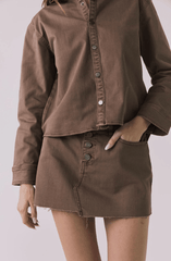 Chaser Sloane Mini Skirt in Cognac Wash