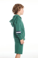 Chaser Smiley Daze Boys Zip Up Hoodie in Broccolini