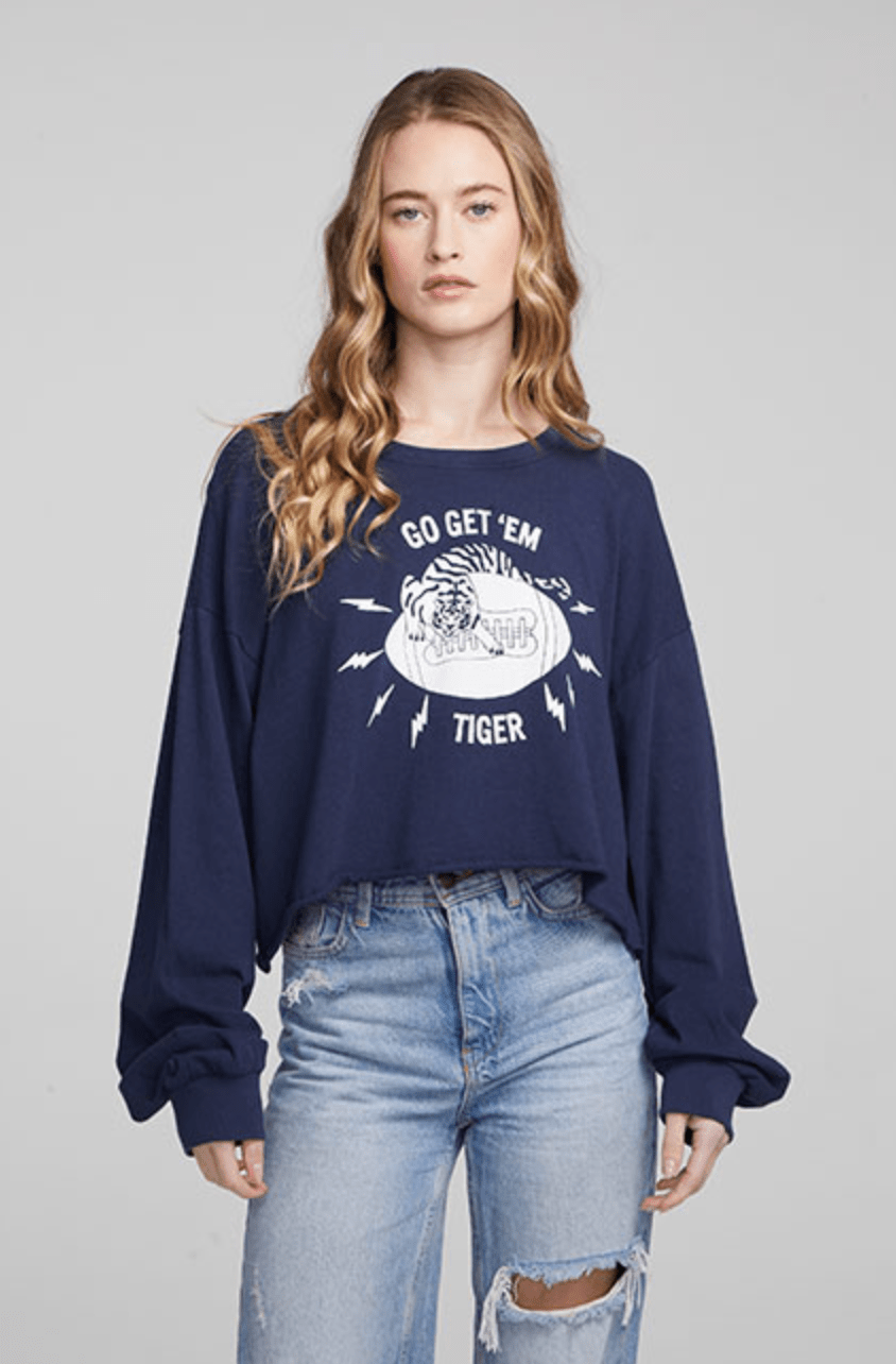 Chaser Tiger Football Camp Long Sleeve in Mood Indigo