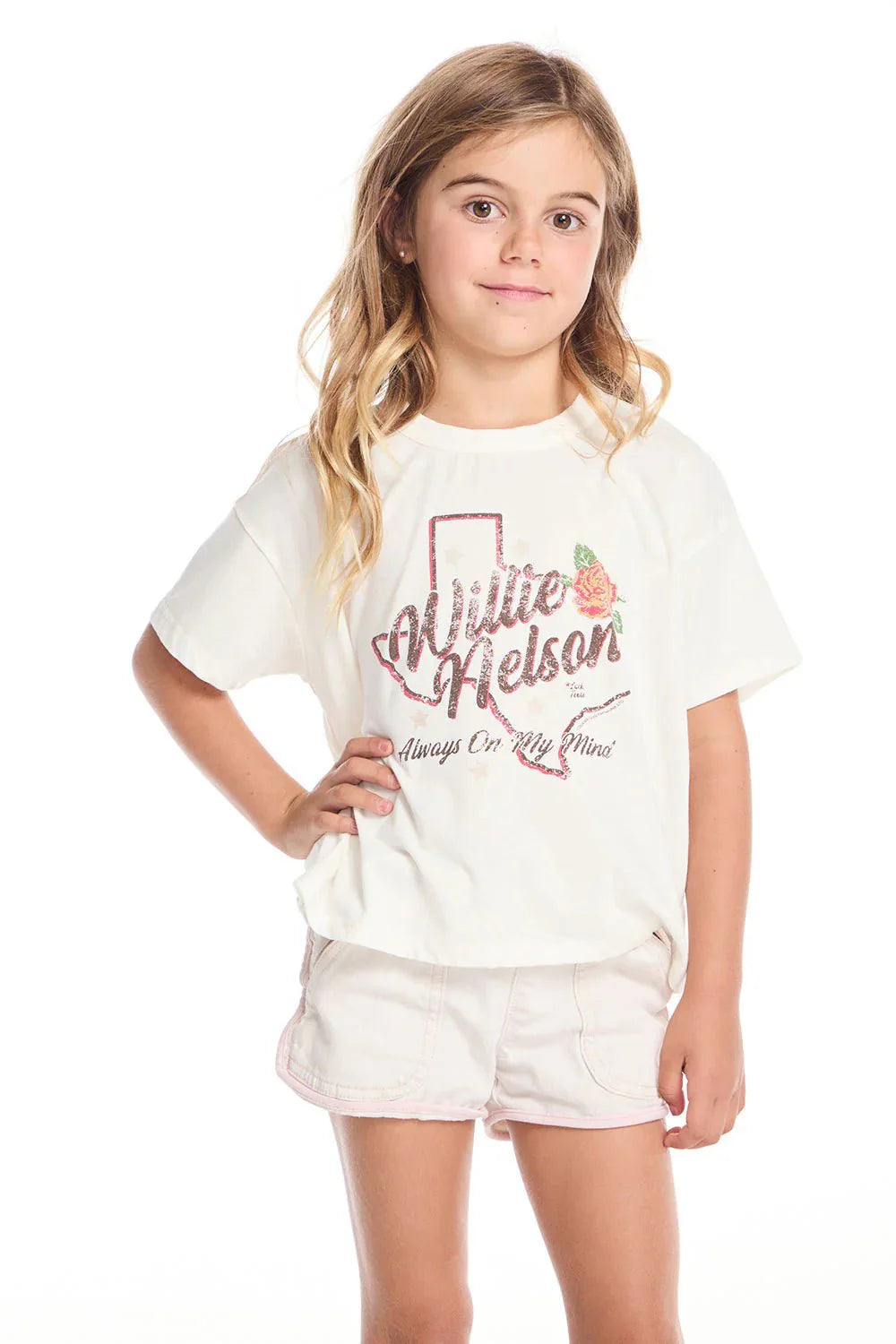 Chaser Willie Nelson Rose Of Texas Tee in Starry White