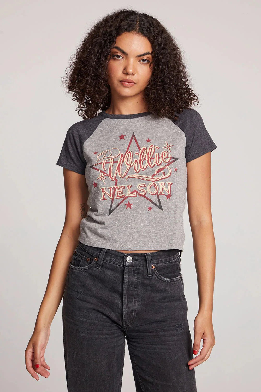 Chaser Willie Neslson Cowboy Star Tee in Stark Grey