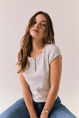 Chaser Yale Henley Tee in Heather Grey