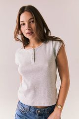 Chaser Yale Henley Tee in Heather Grey