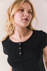 Chaser Yale Henley Tee in True Black