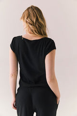 Chaser Yale Henley Tee in True Black