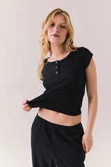 Chaser Yale Henley Tee in True Black