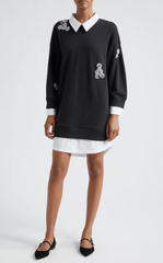 Cinq A Sept Crystal Chrysanthemum Justina Dress in Black