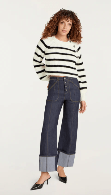 Cinq A Sept Keren Pullover in Ivory Black