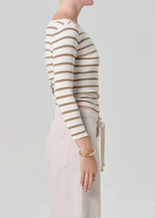 Citizen of Humanity Boat Neck Slim Tee in Ginger Stripe