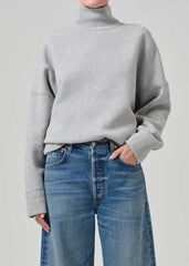 Citizen of Humanity Cara Fleece Turtleneck in Heather Grey