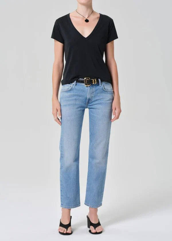 Citizen of Humanity Hara V Neck Tee in Washed Black