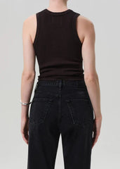 Citizen of Humanity Inez Waffle Tank in Chocolate