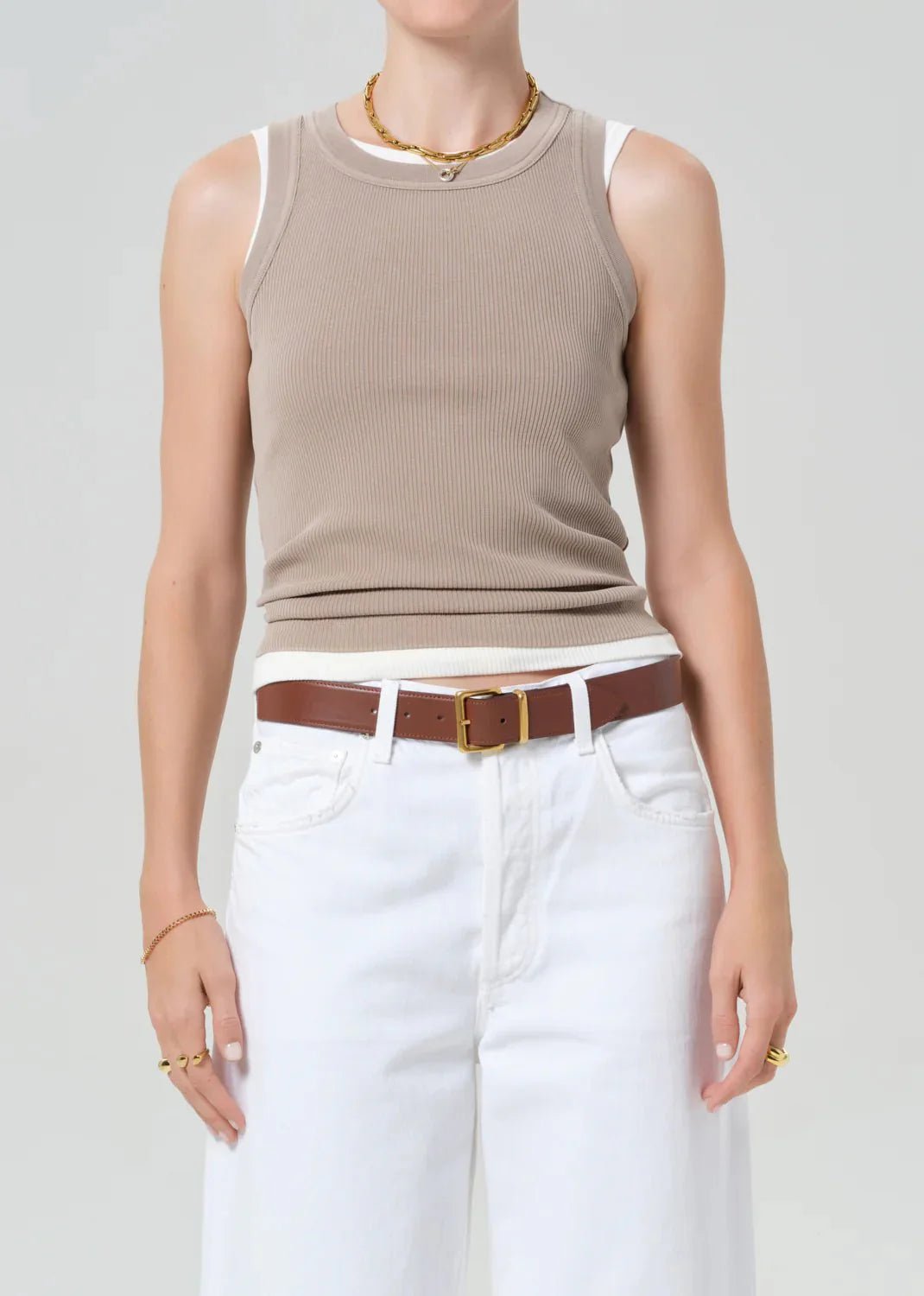 Citizen of Humanity Isabel Rib Tank In Sandatlas
