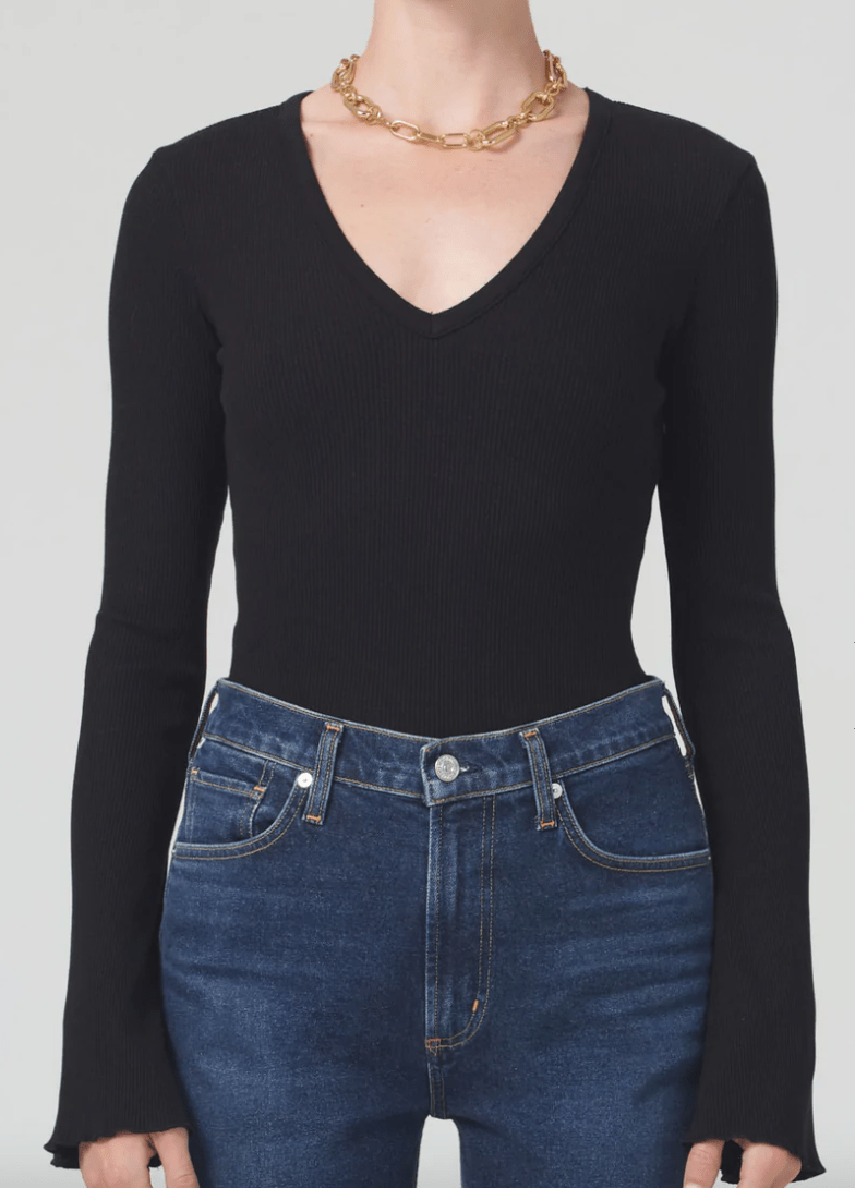 Citizens Of Humanity Anni V Neck Top in Black