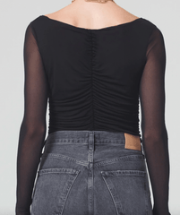 Citizens of Humanity Penelope Shirred Mesh Bodysuit in Black