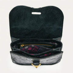 Claris Virot Mini Manon Bag in Vintage Black Glossy Leather