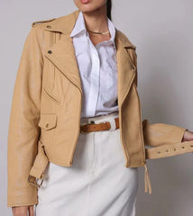 Cleobella Asher Leather Jacket in Tan