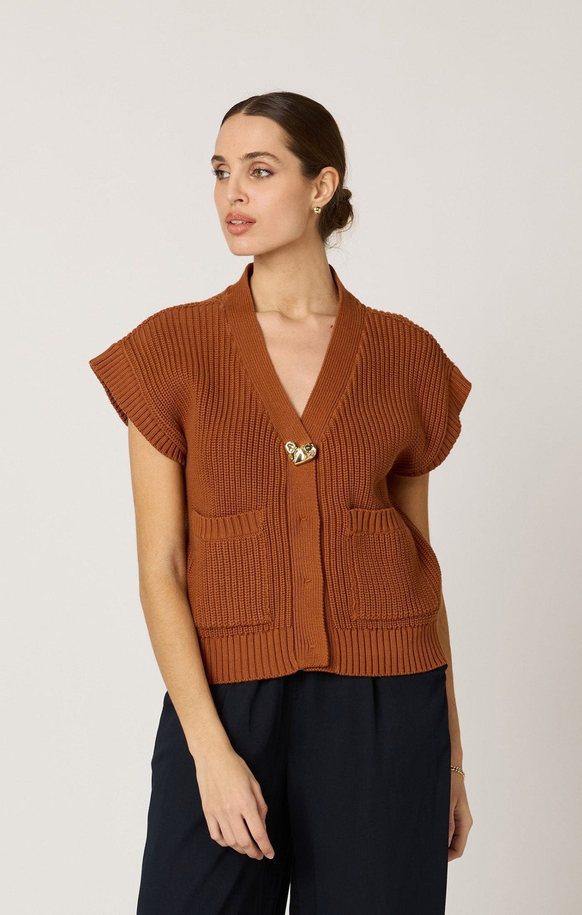 Cleobella Cuore Sweater Vest in Clay