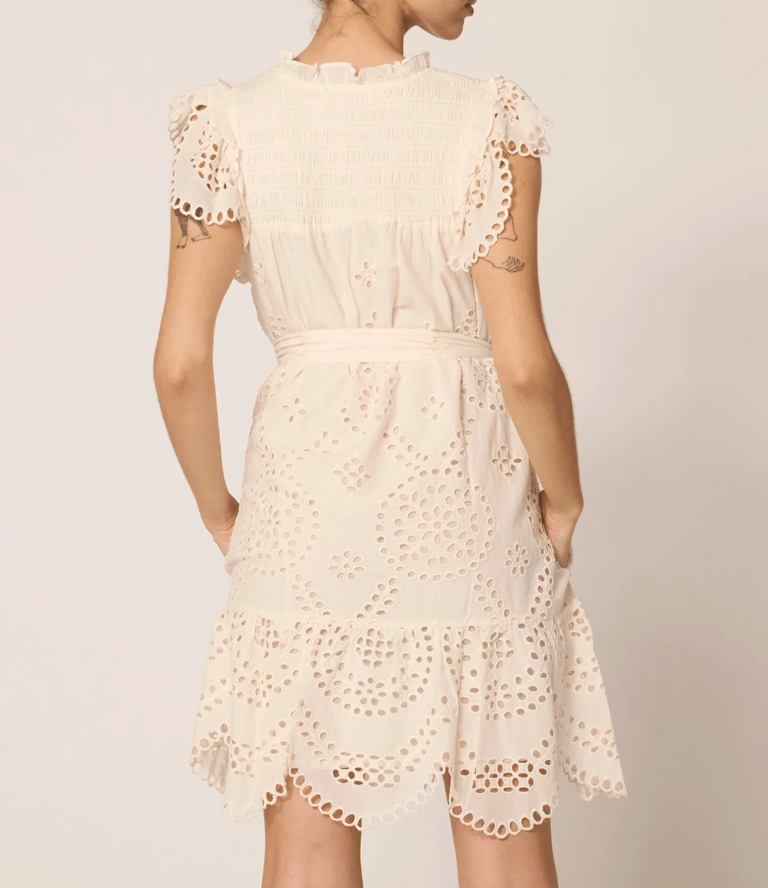 Cleobella Mireya Mini Dress in Ivory Eyelet