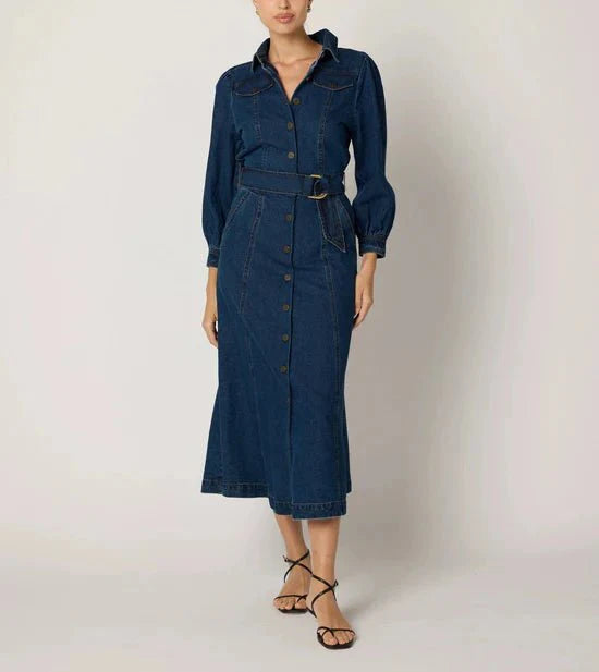 Cleobella Naya Midi Dress in Denim