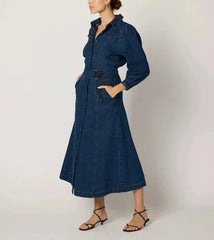 Cleobella Naya Midi Dress in Denim