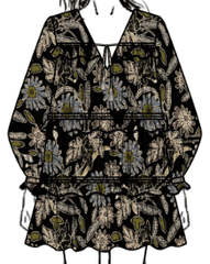 Cleobella Raquel Mini Dress in Dark Magnolia Floral Print