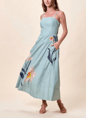 Cleobella Riley Ankle Dress in Moresco Blue Surf