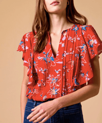 Cleobella Sheenie Blouse in Fiore Rosso Print