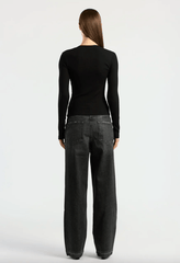Cotton Citizen Verona Henley in Jet Black